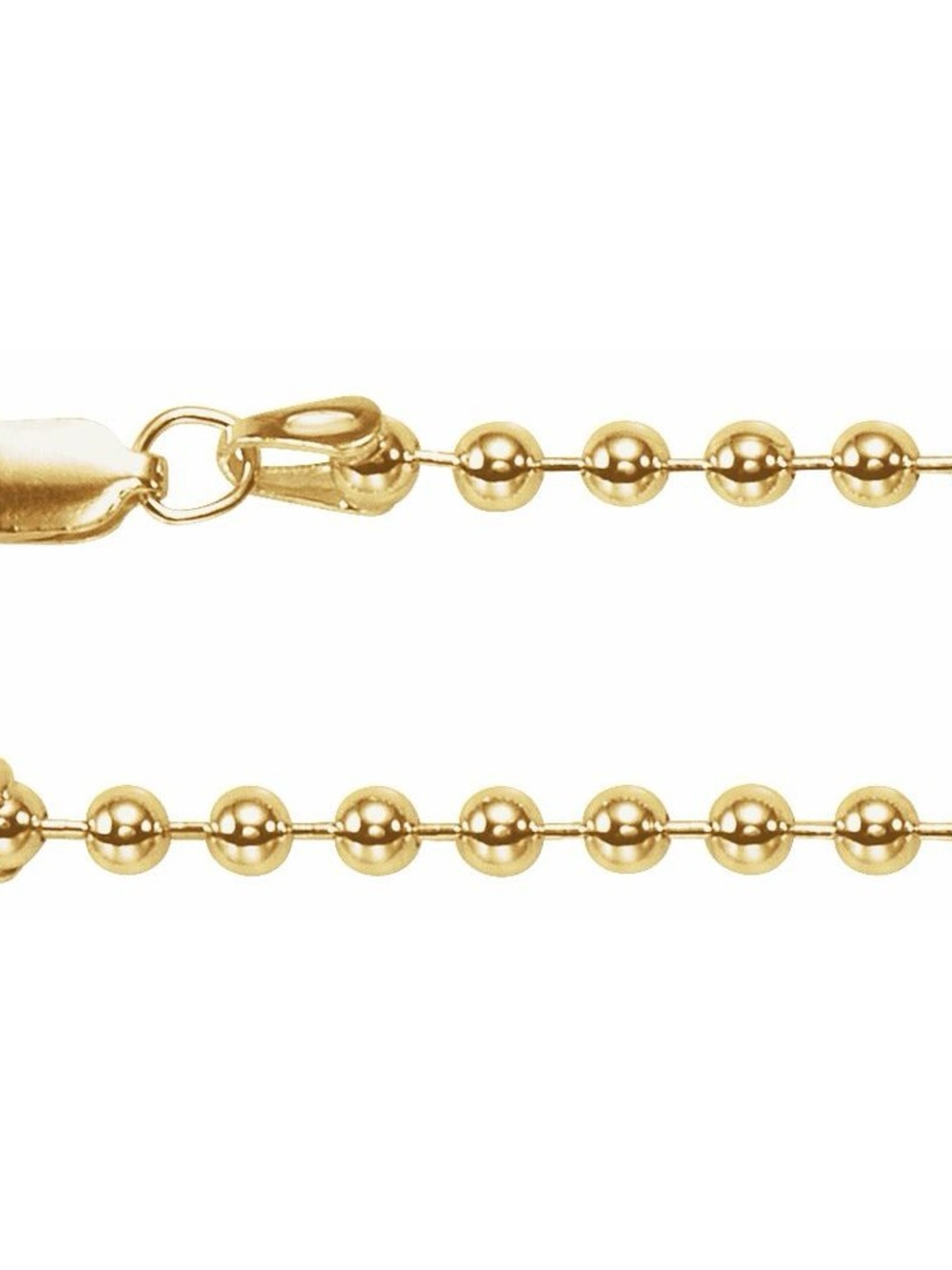 Luxury 14K Solid Yellow Gold 3mm Hollow Bead Chain Necklace